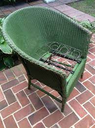 Cambridge casual lyon mahogany oversize rocking chair. Antique Wicker Chair Vtg Spring Cushion Porch Green Bloch Co Fiber Rattan 1925 Blochco Antique Wicker Chairs Antique Wicker Wicker Patio