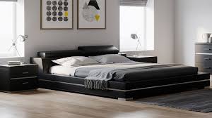 Scandinavian shabby chic accent tables bedroom sets horizontal dressers kids nightstand nightstands vertical dressers aluminum fabric faux leather. Hera Leather Bed Black