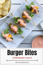 Mini Cheeseburger Skewers W Burger Sauce Recipe Burger Bites Mini Burgers Skewer Appetizers