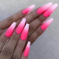 This nail design took advantage of the coffin shape to create a simple but pretty nail art. Hot Pink Ombre Nails Pink Ombre Nails Pink Acrylic Nails Ombre Acrylic Nails