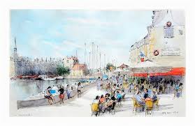 Honfleur Normandie France La Maison Bleue Croquis De Paysage Croquis Maison Honfleur