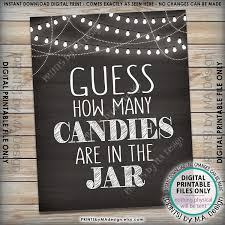 Label & recording sheet below! Candy Guessing Game Sign Guess How Many Candies Are In The Jar Number Of Candies Chalkboard Style Printable 8x10 Instant Download