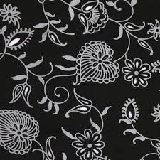 Black And White Floral Fabric By The Yard Black White Floral Flocked Artwork Floral Mood Fabrics