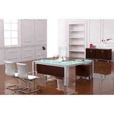 White Glass Modern L Shape Desk At Boca Office Furniture