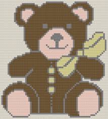 These little designs are the perfect size for a burp cloth, quilt square, blanket, bib, and even for embellishing baby's clothing. Teddy Bear Baby Afghan C2c Crochet Pattern Brown