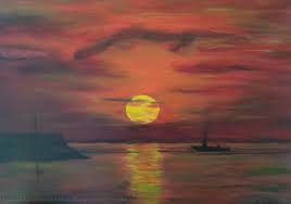 Obra De Arte >> Claude Bonnin >> Pôr do sol no mar