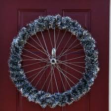 Repurposed Bike Wheel Wreath Use For All Those Christmas Cards Christmas Decorations Wreaths Outdoor Christmas Decorations Christmas Decorations