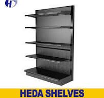 Black Madix Gondola Shelving For Retail Stores