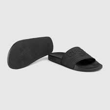 Gucci Gucci Logo Rubber Slide Sandal Flip Flop Shoes Slide Sandals Sandals Gucci logo embossed on the sole. gucci gucci logo rubber slide sandal