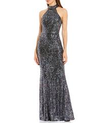 Betsy Adam Halter Allover Sequin Ombre Mermaid Gown