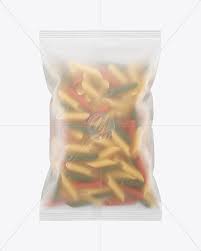 Download Plastic Bag With Tricolor Pennoni Rigati Pasta Mockup In Bag Sack Mockups On Yellow Images Object Mockups