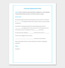 The letter indicates a specific role the selected candidate will be assigned. Contractor Appointment Letter 9 Formats Sample Letters