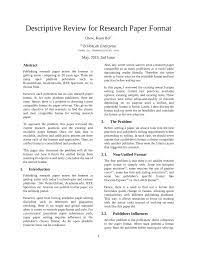 Format for a review paper. Pdf Descriptive Review For Research Paper Format
