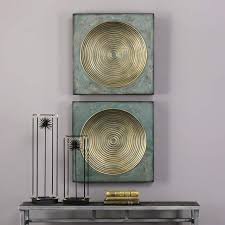 May be hung horizontal or vertical. Uttermost Sybil Antique Gold Square 2 Piece Wall Art Set 69w99 Lamps Plus