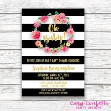 Black White And Gold Baby Shower Invitations Baby Shower Invitation Girl Black And White Baby Shower Etsy Baby Shower Invites For Girl Pink Gold Baby Shower White Baby Showers