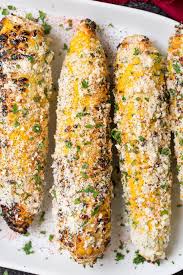 .cutlet /sweet corn croquette, sweet corn soup with fried leeks, roasted poblano, sweet corn and potato soup. Grilled Mexican Street Corn Mexican Street Corn Recipe Mexican Street Food Street Corn Recipe