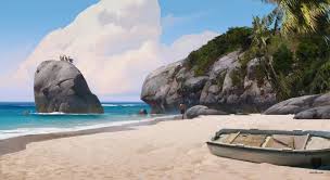 Artwork On The Beach Uncharted 4 Naughty Dog Uncharted Landscape Concept Concept Art