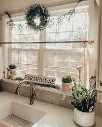 White Farmhouse Kitchen Window Above Sink