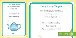 They enjoy learning new skills and adding their own creativity to the page. Poster D Affichage I M A Little Teapot Anglais Lv