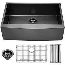 Some even had a drainboard attachment rather than going with the traditional white or beige sink, this black sink by kraus would definitely draw attention. Amazon Com Matte Black Farmhouse Sink Sarlai 30 Inch Kitchen Sink Gunmetal Matte Black Farm Sink Apron Front 16 Gauge Stainless Steel Deep Single Bowl Kitchen Farmer Sink Home Improvement