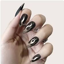 Uñas acrilicas, diseño en azul, natos nails gracias por ver mis hermos@s, dios me l@s cuide y me l@s bendiga a tod@s. Unas Negras De Fuego Fake Nails Long Nail Art Tools Nails