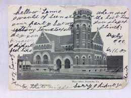 Vtg Postcard Royal Pub Co Post Office Roanoke Virginia Va 1907 Massie Pharmacy Postcard Post Office Travel
