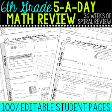 Worksheets are sixth grade summer math packet, 7th grade math common core warm up program preview, grade 3 math practice test, summer bridge to 4th grade, ab6 gp pe tpcpy 193605, math pre test answer key and review guide. 6th Grade Daily Math Spiral Review Teacher Thrive