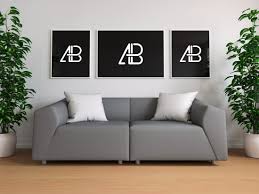 Download And Enjoy This Triple Poster Amp Frame In Living Room Psd Mockup To Showcase Your Designs In Modern Wa Poster Mockup Best Free Fonts Frames On Wall