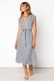 Prague Dress Navy Petal Pup Vertical Striped Dress Striped Midi Dress Striped Dress