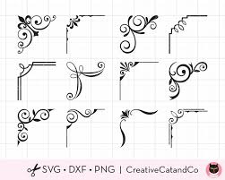 Corner Frame Svg Dxf Decorative Flourish Corner Frame Svg Dxf Clip Art Files For Cricut And Silhouette Commercial Use Clip Art Frame Clipart Svg