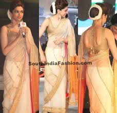 Deepika padukone in saree in chennai express. Deepika Padukone In Off White Saree South India Fashion