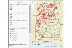 Click or tap on a circle to view more details about an earthquake, such as location, date/time, magnitude, and links to more information about the quake. Interactive Map Of Earthquakes In Alabama American Geosciences Institute