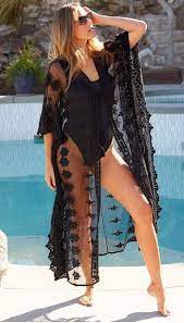 Long Lace Kimono Swim Cover Up Today S Fashion Item Kimono Swim Cover Up Swimwear Fashion Black Lace Kimono