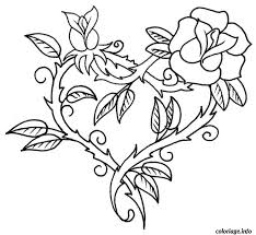 Coloriage Saint Valentin Coeur En Forme De Fleur Dessin A Imprimer Coloriage Rose Rose Tatouages De Vigne Dessin Rose