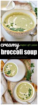 Vegan Broccoli Soup With Cashew Cream Recipe Broccoli Soup Recipes Cream Of Broccoli Soup Broccoli Soup