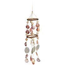 Relaxdays Windspiel Mit Muscheln Maritimes Holz Klangspiel Fur Balkon Garten Strand Deko Capiz Mobile 75 Cm Natur Windspiele Strand Deko Deko