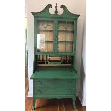 Skip to main search results. Vintage Green Secretary Cabinet With Original Paint Furniture Makeover Vintage Secretary Desk Green Bookshelves