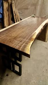 Live Edge Black Walnut Desk With Modern Artistic Metal Table Etsy Metal Table Legs Metal Table Walnut Desk Modern