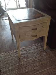 Chalk Painted Old White Leather Top End Table Duncan Phyfe Duncan Phyfe Furniture End Tables