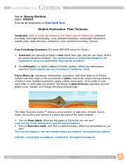 Volcanoes don't help plate tectonics; 4 5 Platetectonicsse 1 Docx Name Naomy Martinez Date Format All Responses In Blue Bold Font Student Exploration Plate Tectonics Vocabulary Refer To Course Hero