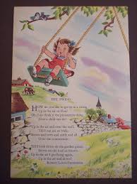 Robert Louis Stevenson Nursery Rhyme Poem 1948 Vintage Children S Book Print Illustration The Swing Nursery Rhymes Poems Childrens Poems Kids Poems