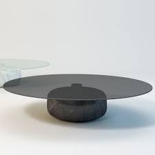 Antique french marquetry inlaid coffee table thick marble top brass gallery rail. Contemporary Coffee Table Inoa Enne Smoked Glass Marble Round
