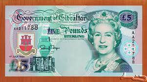This is essentially the same as the british pound and the coins and notes look very similar to that issue as well. 5 Pounds Gibraltar Numista