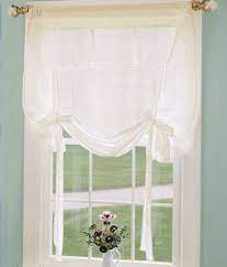 Striped Semi Sheer Tie Up Curtain Tie Up Curtains Country Curtains Farmhouse Curtains