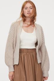 Rib Knit Cardigan Light Taupe Ladies H M Us In 2020 Rib Knit Cardigan Affordable Sweater Fine Knit Sweater