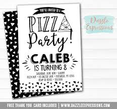 Black And White Free Printable Birthday Cards Printable Modern Pizza Party Birthday Invitation Black And White Monochrome Invitation Pizza Party Birthday Invitations Pizza Party Invitations Pizza Party Birthday