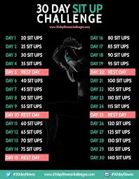 30 Day Sit Up Challenge Health 30 Day Fitness 30 Day