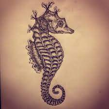 Image representing a seahorse in two different versions. 65 Best Seahorse Tattoos
