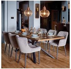 Bronx 200cm Dining Table 6 Grey Chairs Dining Table Set For 6 With Chairs Diningtab In 2020 Grey Dining Tables Dining Room Industrial Dining Table With Bench