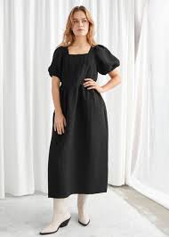 Puff Sleeve Midi Jacquard Dress Jacquard Dress Puff Sleeve Dresses Midi Length Dress